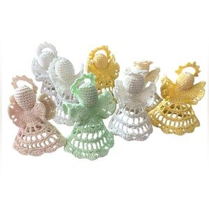 Handcrafted Vintage Dollies Crochet Angel Ornaments - Set of 8